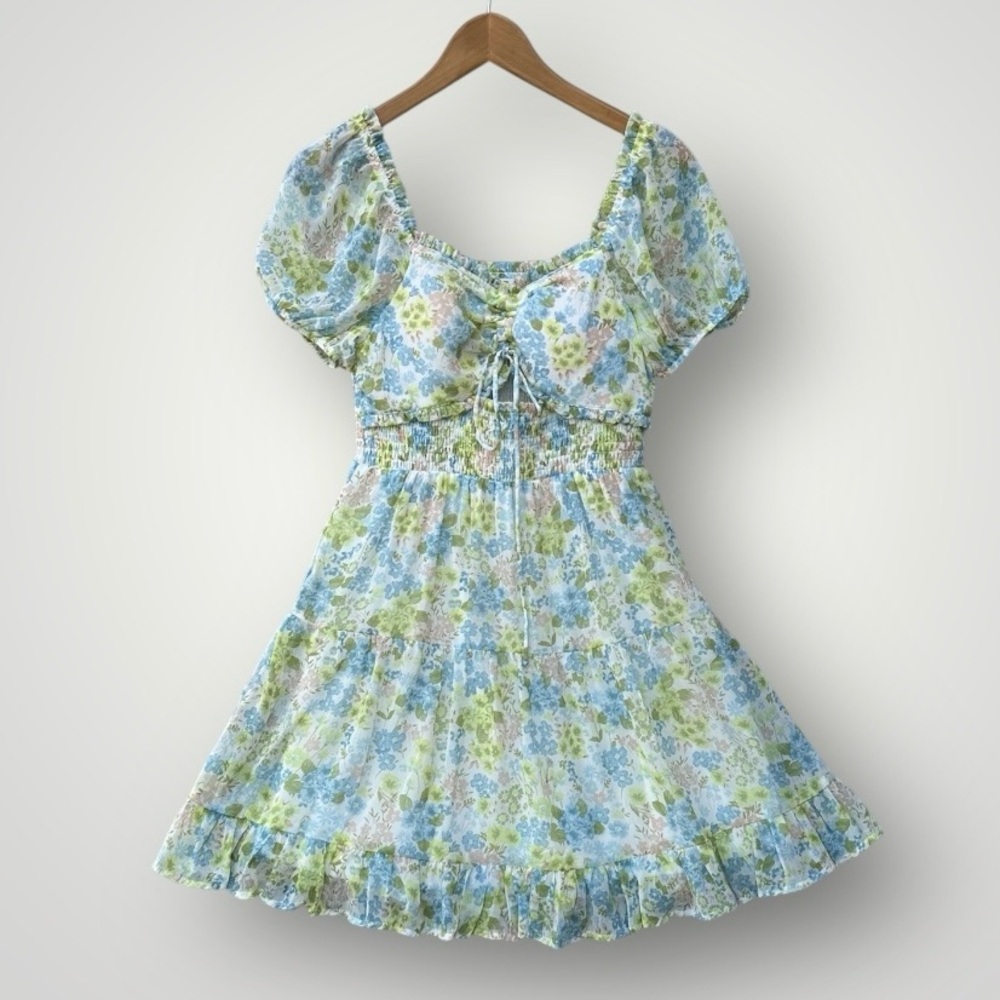 5 for $40. Bundle & Save!  Floral Blue and Green Women's Dress